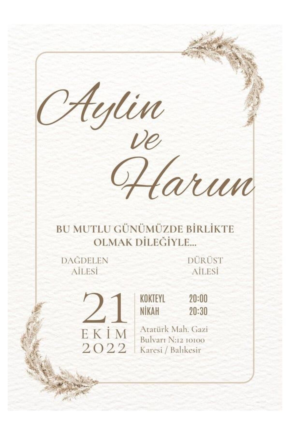 Kreatif Düğün Davetiyesi - Model 353