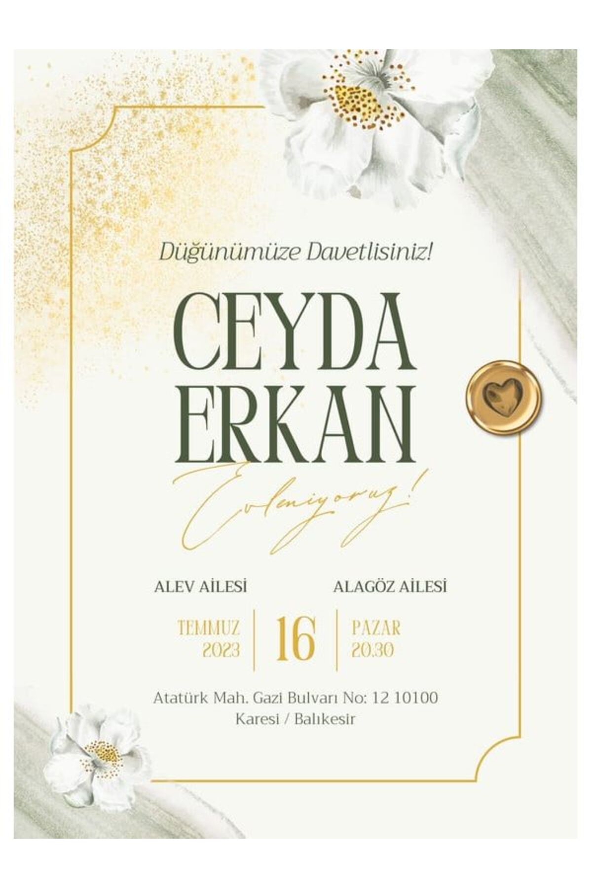 Estetik Düğün Davetiyesi - Model 283