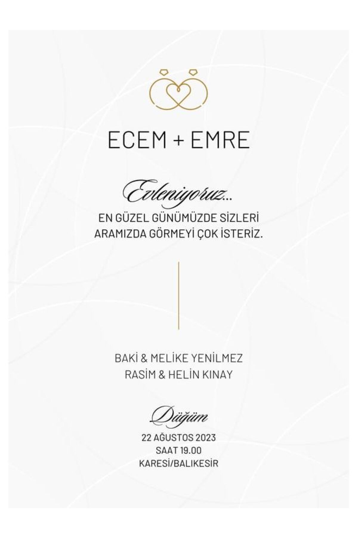 Özel Tasarım Düğün Davetiyesi - Model 309