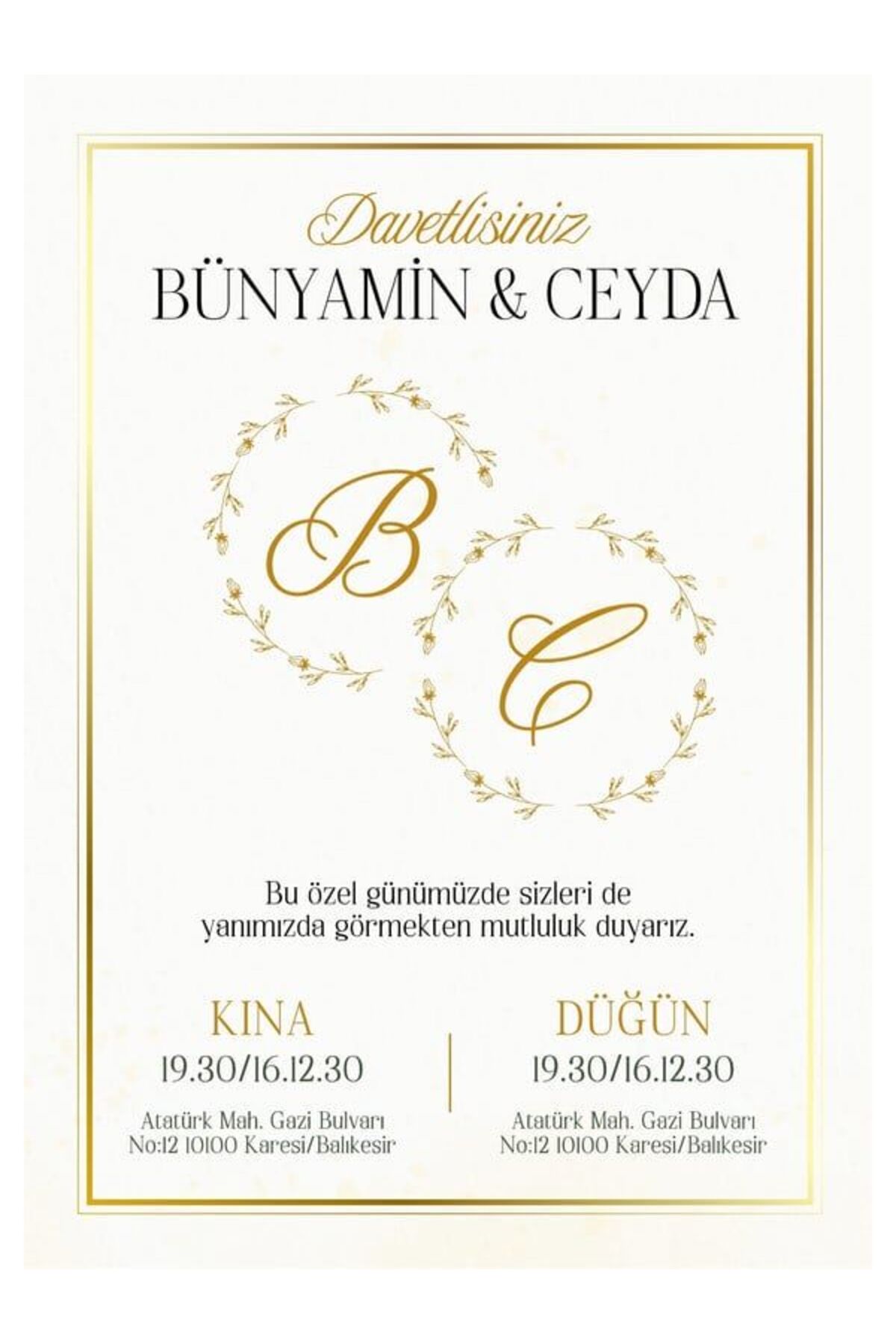 Şık Düğün Davetiyesi - Model 60