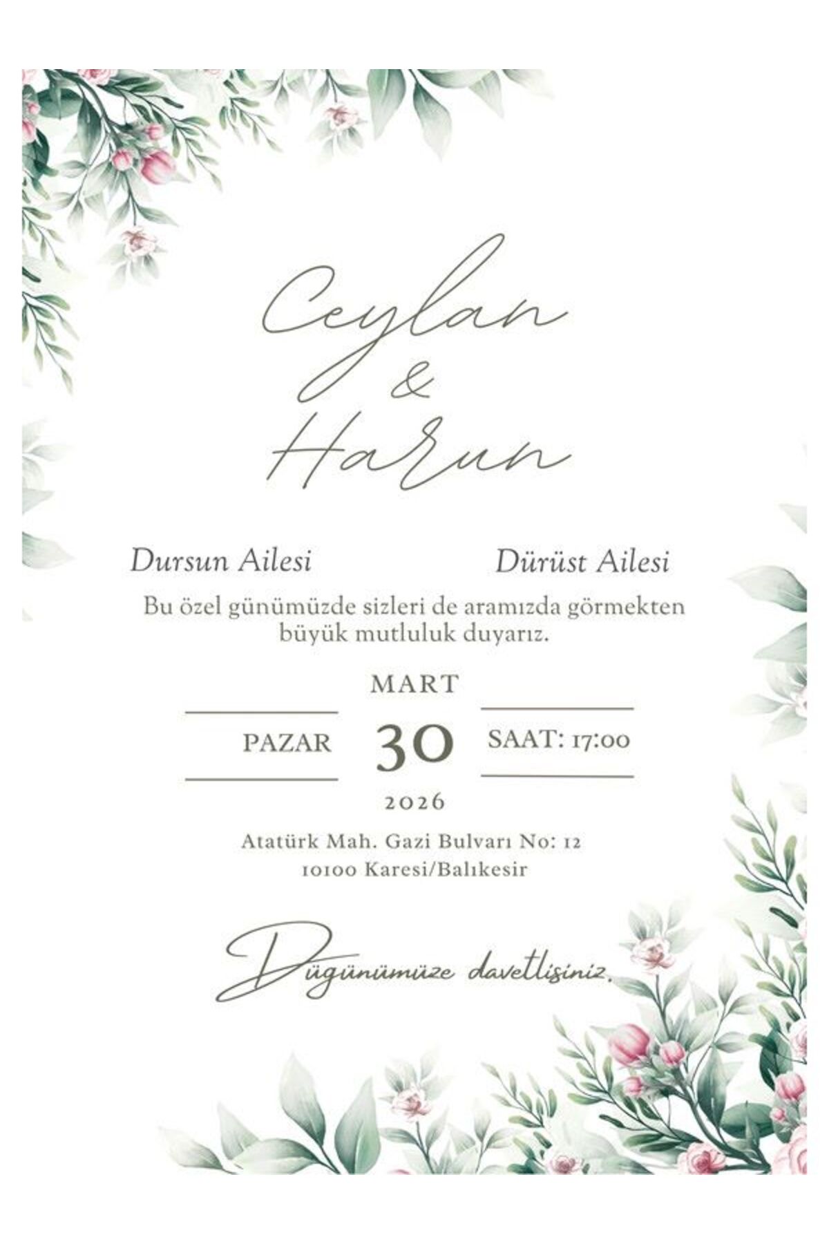 Premium Düğün Davetiyesi - Model 544