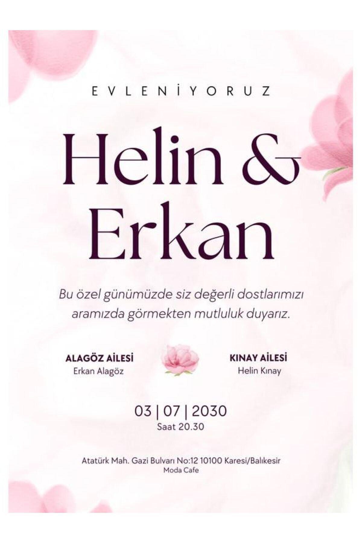 Romantik Düğün Davetiyesi - Model 207