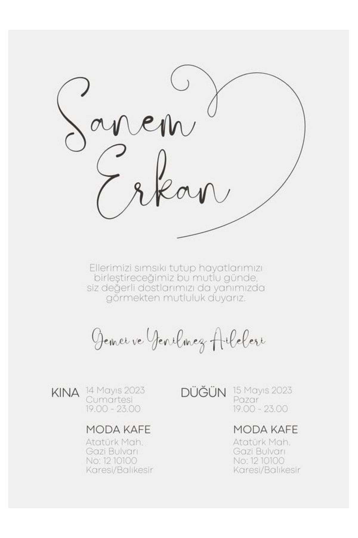 Özel Tasarım Düğün Davetiyesi - Model 114
