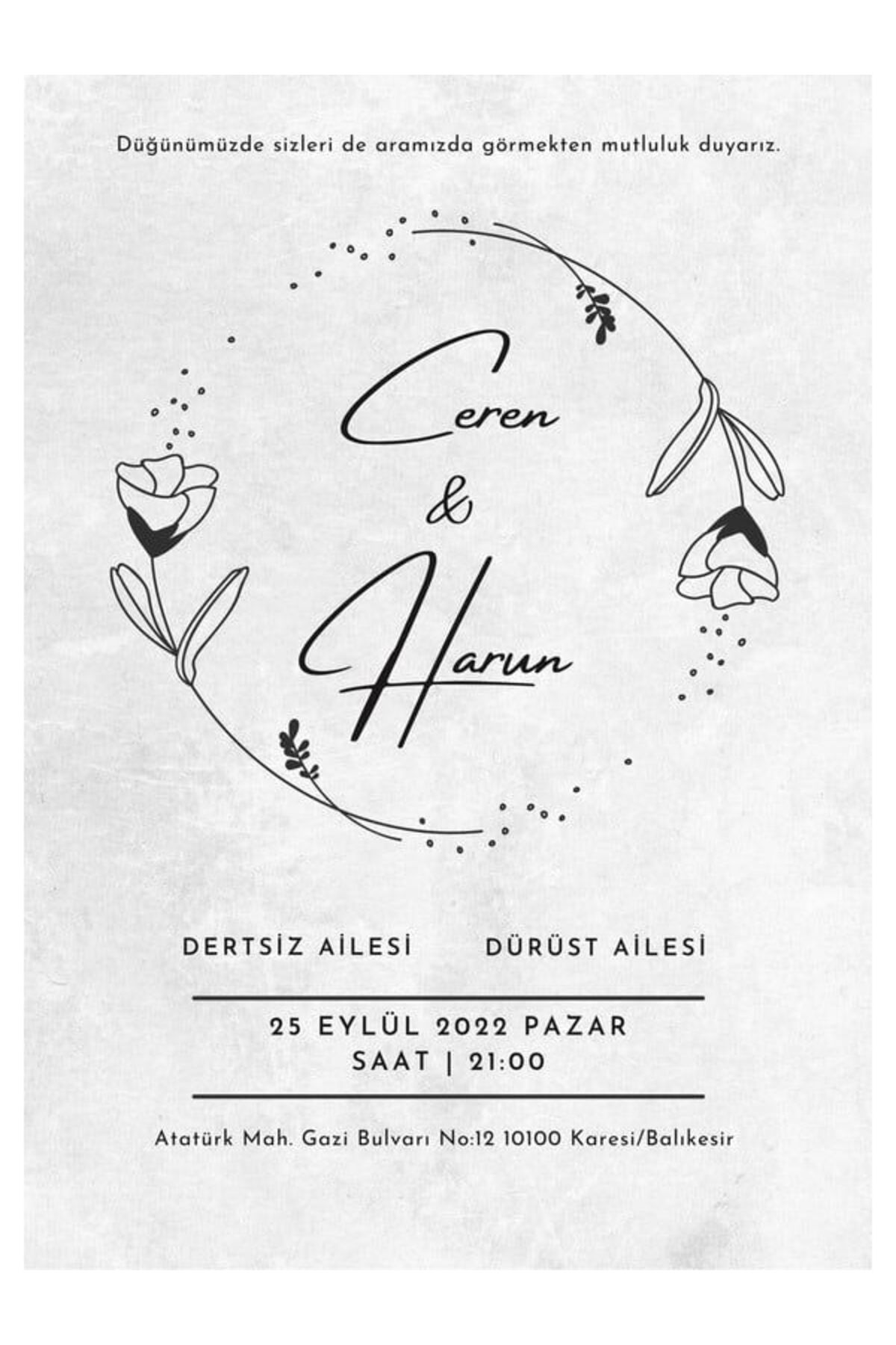Şık Düğün Davetiyesi - Model 180