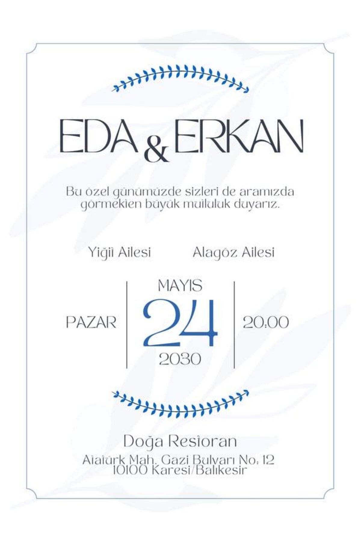 Klasik Düğün Davetiyesi - Model 426