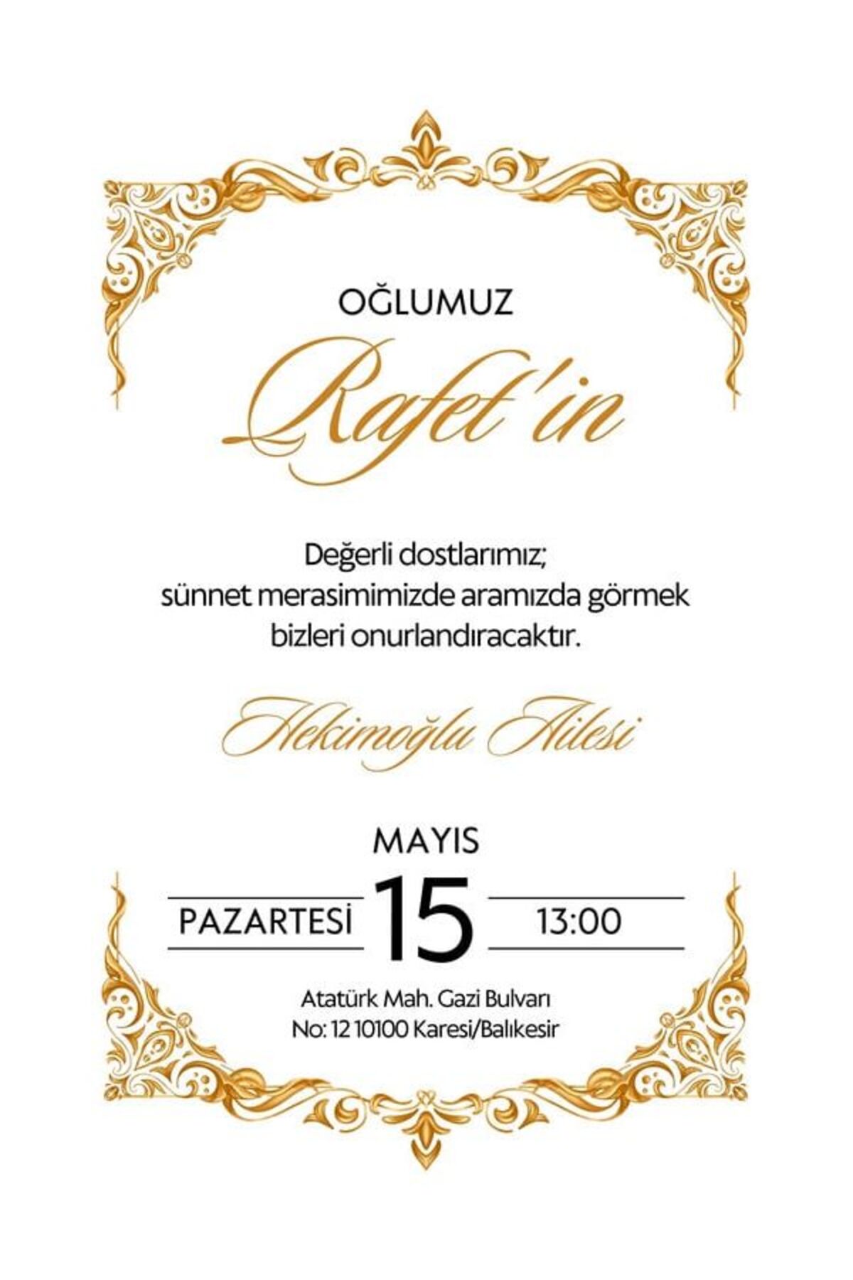 Özel Tasarım Düğün Davetiyesi - Model 204