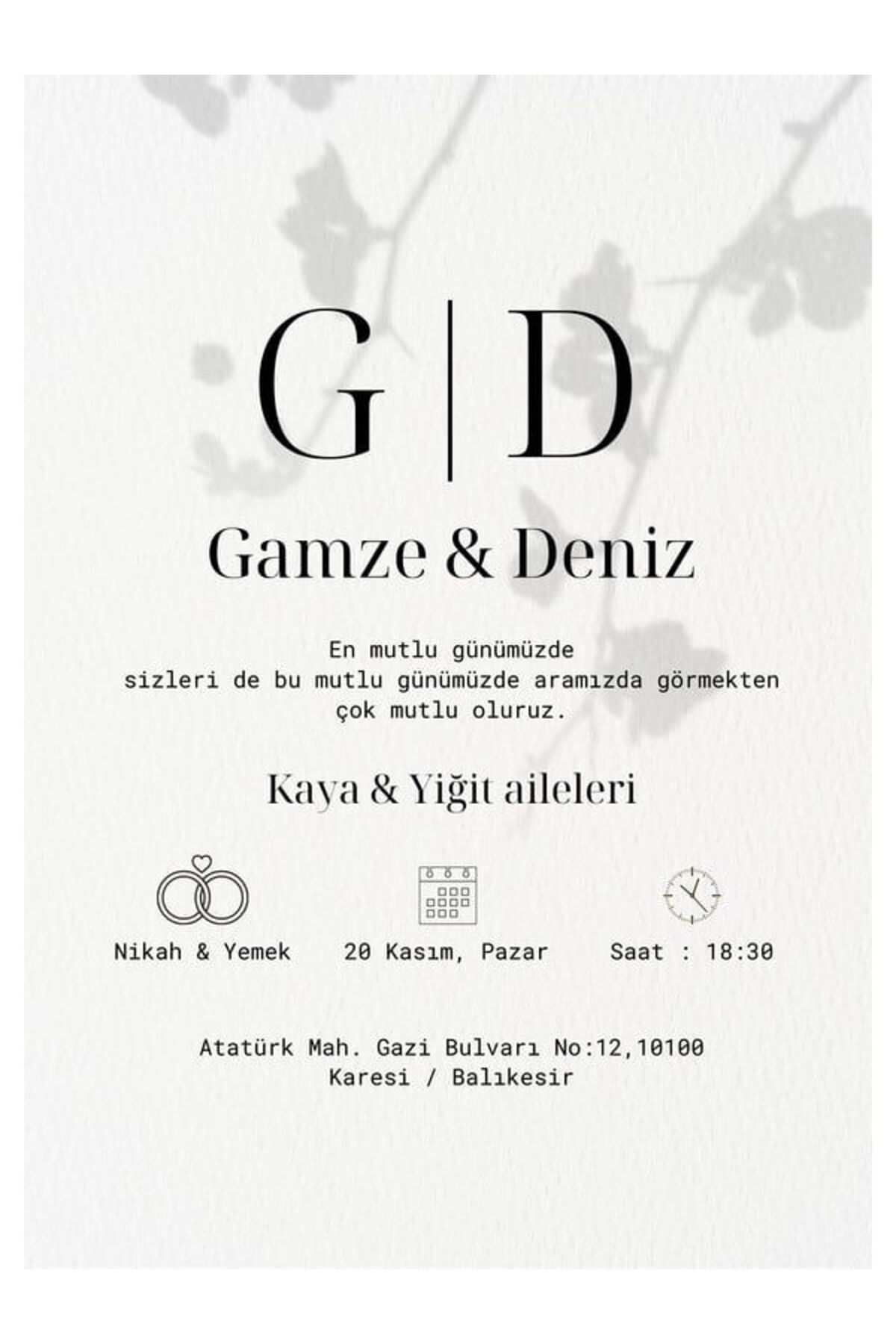Elegans Düğün Davetiyesi - Model 515