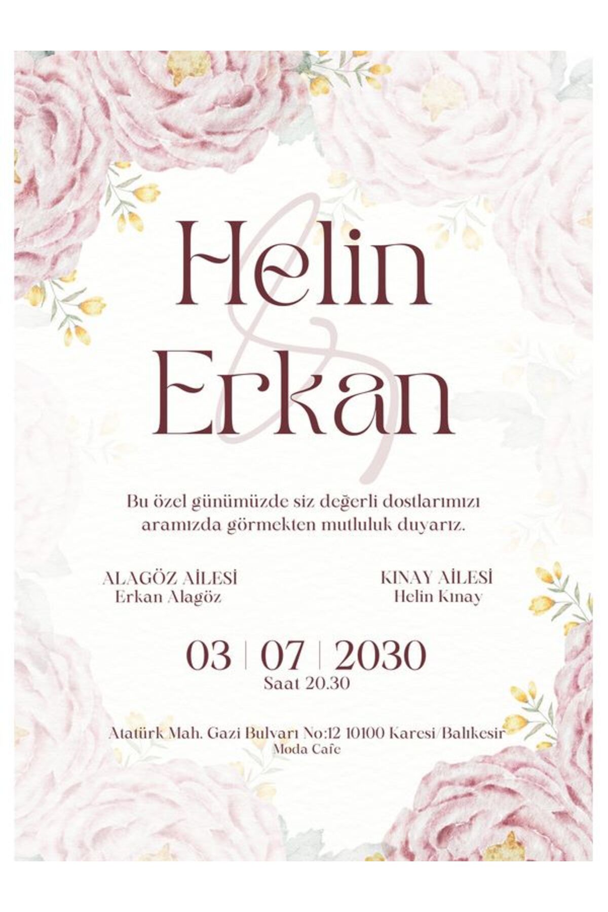 Minimalist Düğün Davetiyesi - Model 236