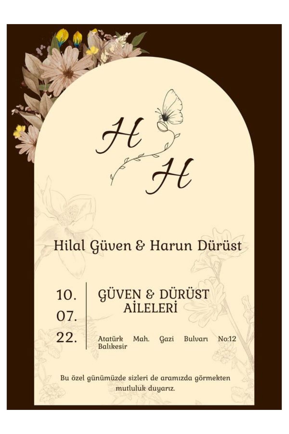 Modern Düğün Davetiyesi - Model 182