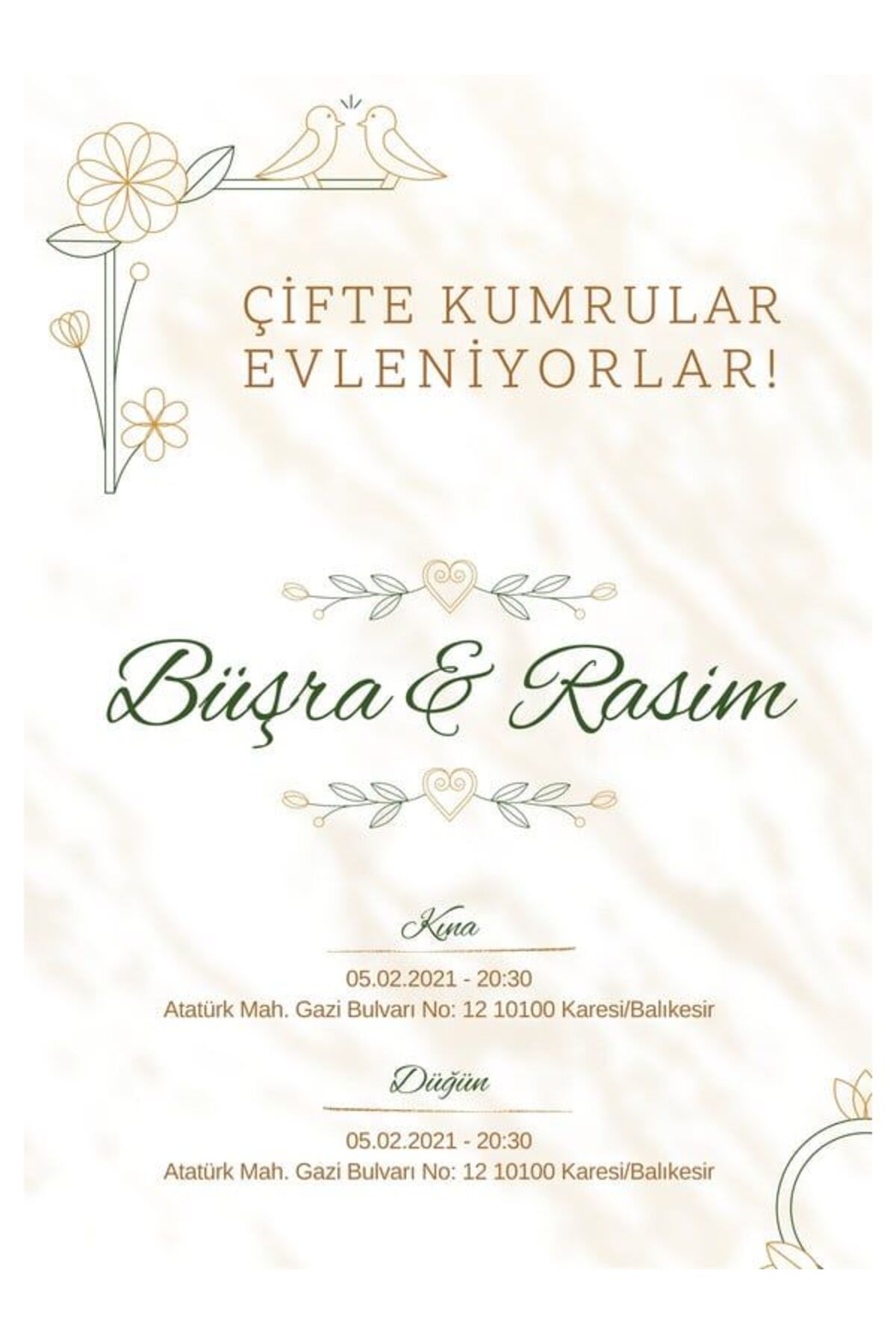 Estetik Düğün Davetiyesi - Model 343