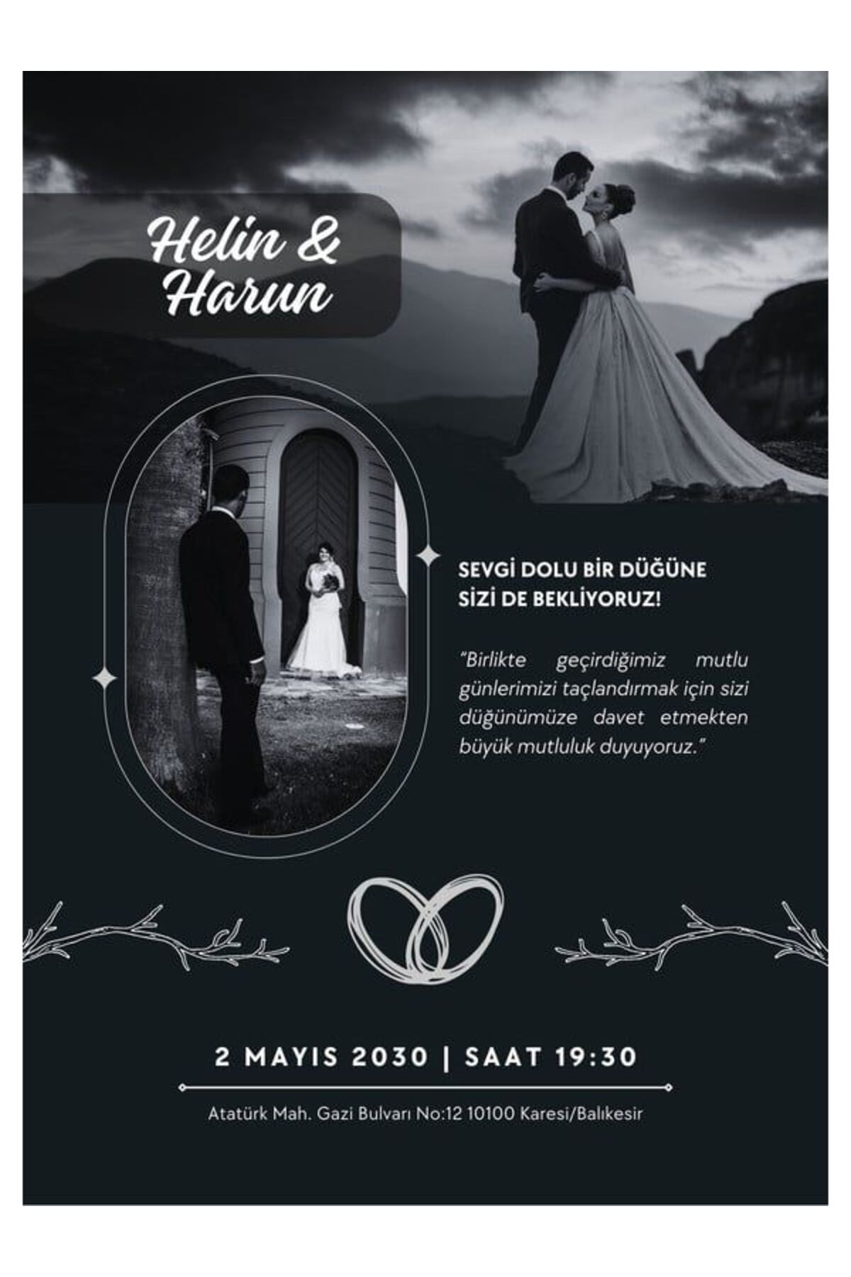 Klasik Düğün Davetiyesi - Model 561