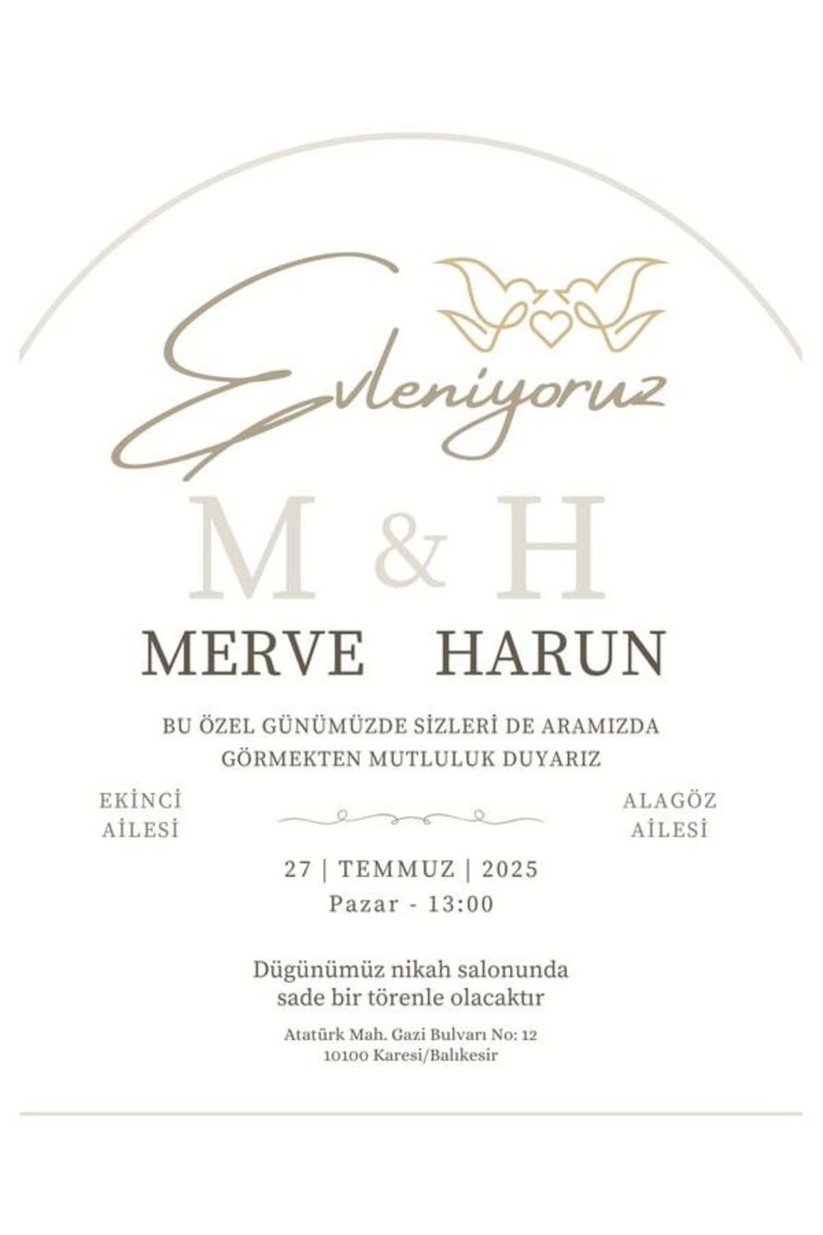 Kreatif Düğün Davetiyesi - Model 173