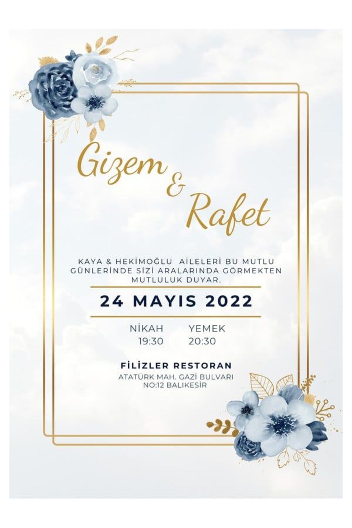 Estetik Düğün Davetiyesi - Model 58