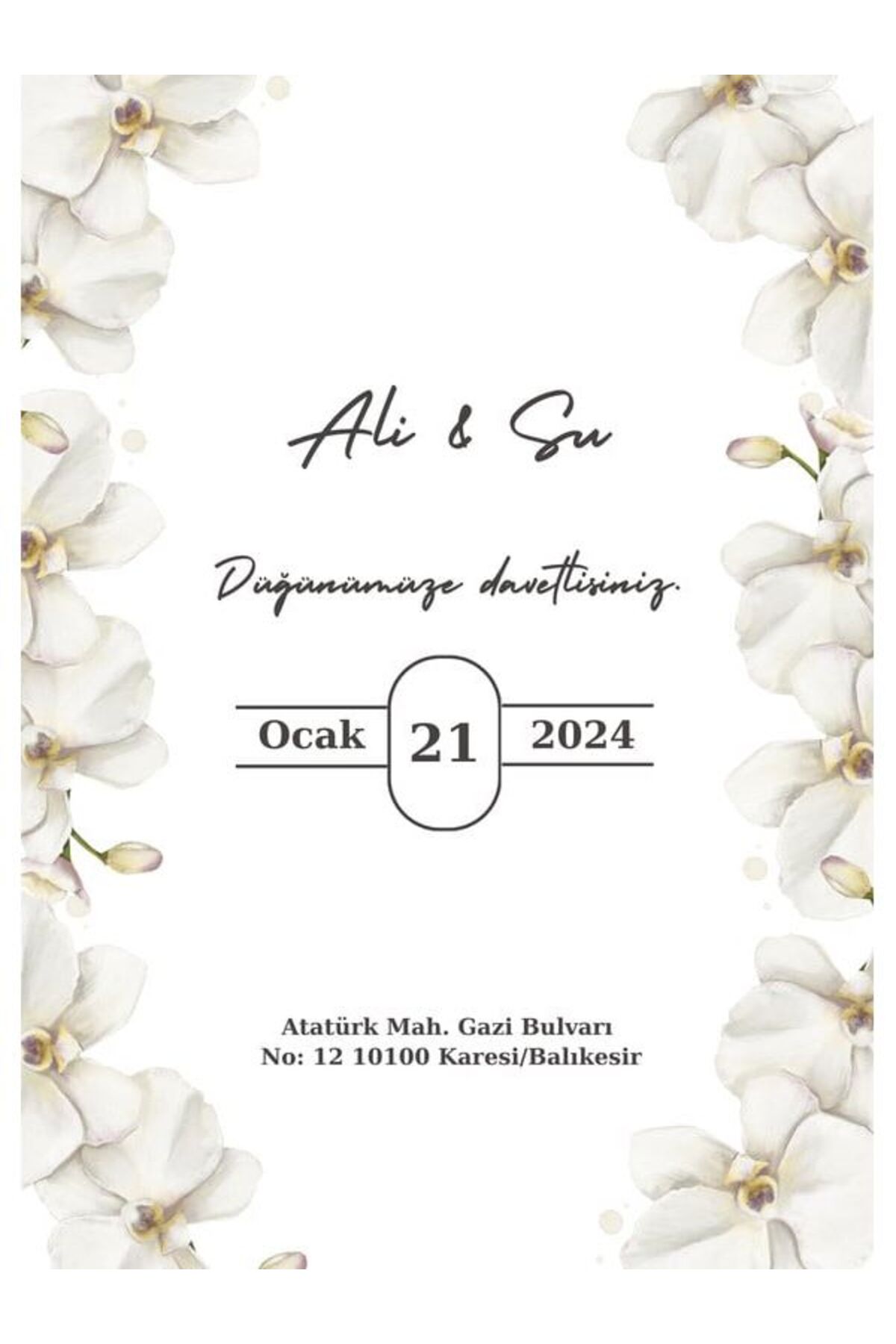 Romantik Düğün Davetiyesi - Model 372