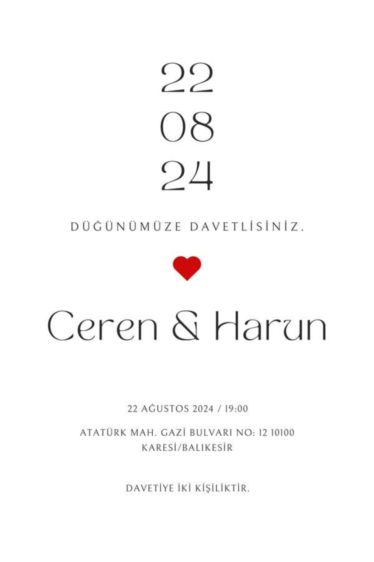 Modern Düğün Davetiyesi - Model 617