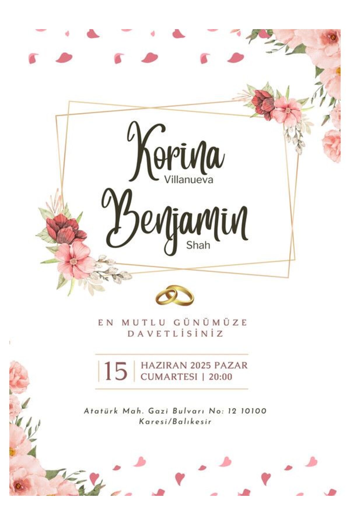 Romantik Düğün Davetiyesi - Model 417