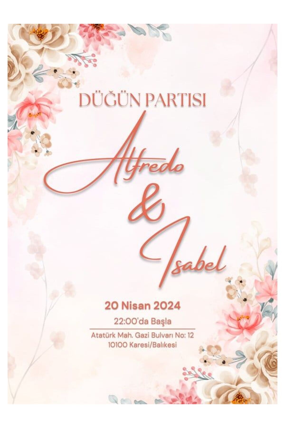 Premium Düğün Davetiyesi - Model 619