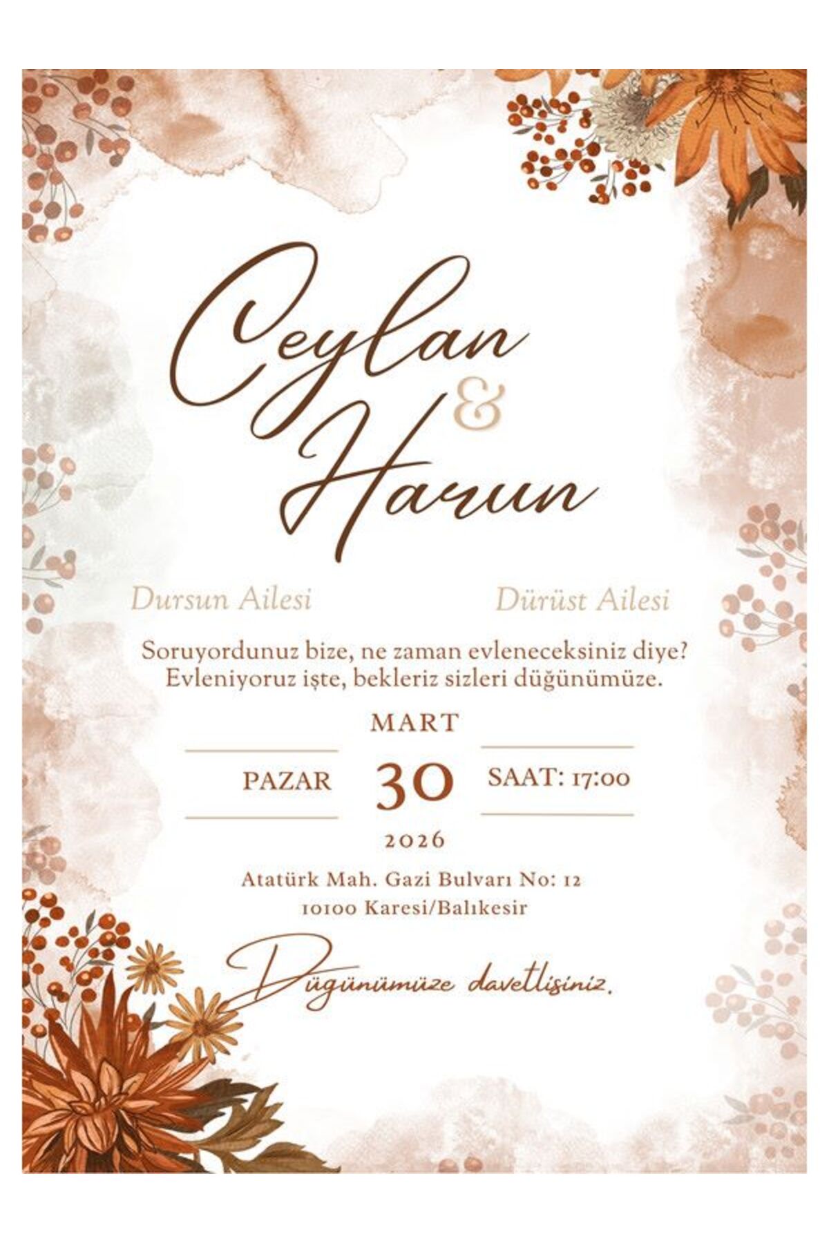 Kreatif Düğün Davetiyesi - Model 563
