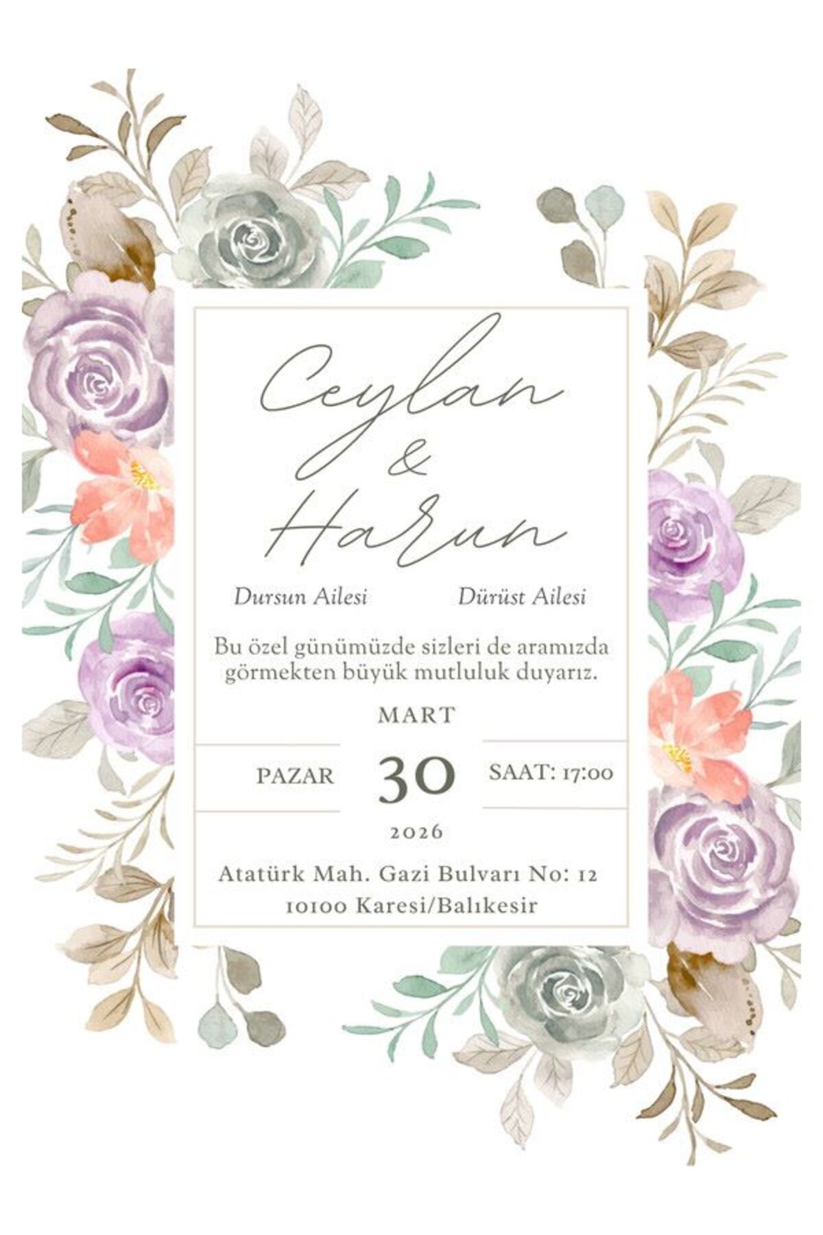 Modern Düğün Davetiyesi - Model 137