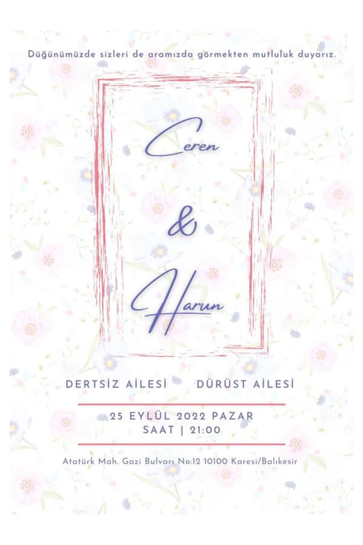 Estetik Düğün Davetiyesi - Model 238