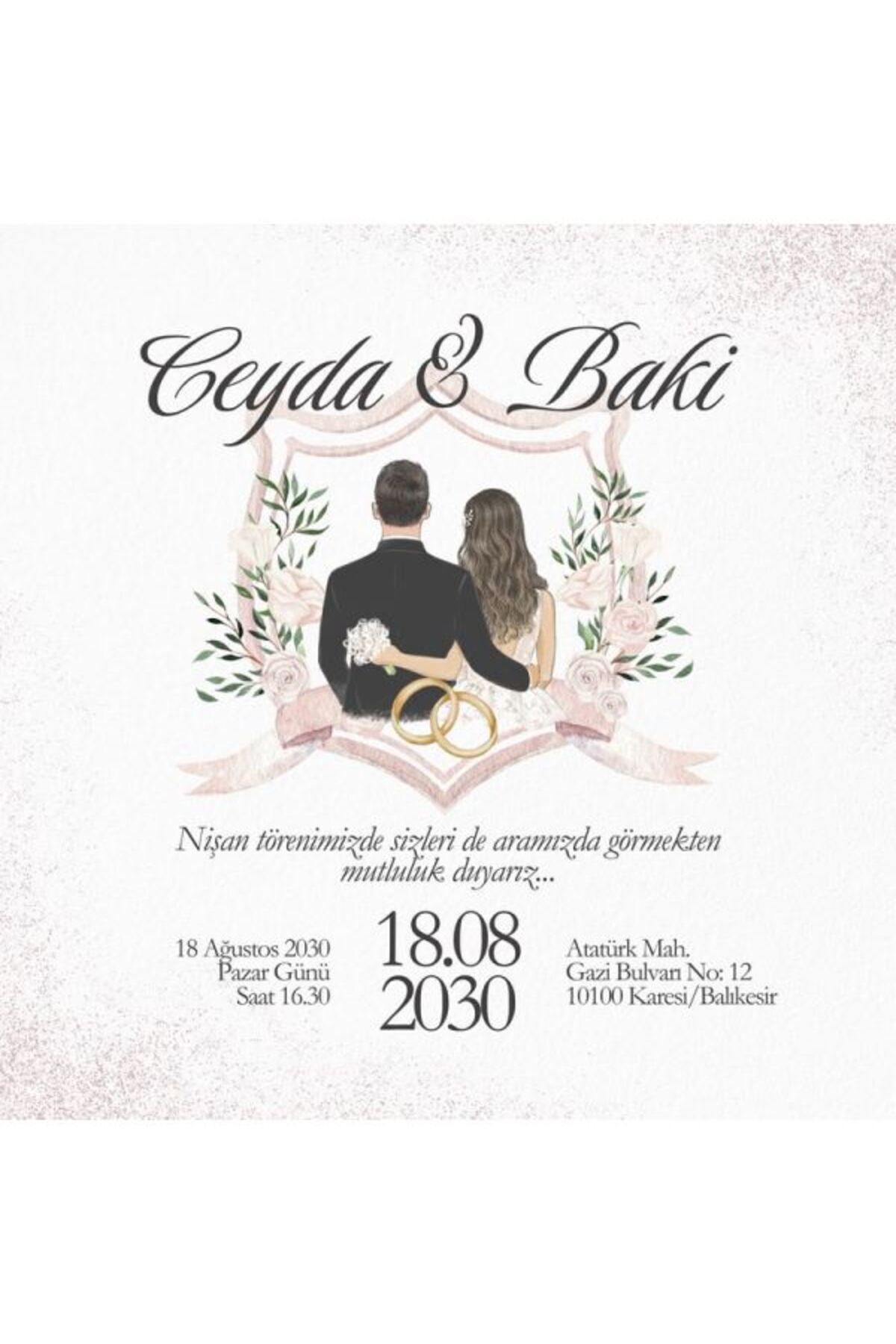 Minimalist Düğün Davetiyesi - Model 86