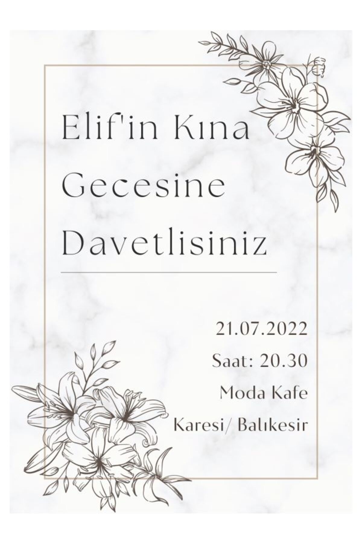 Klasik Kına Davetiyesi - Model 51