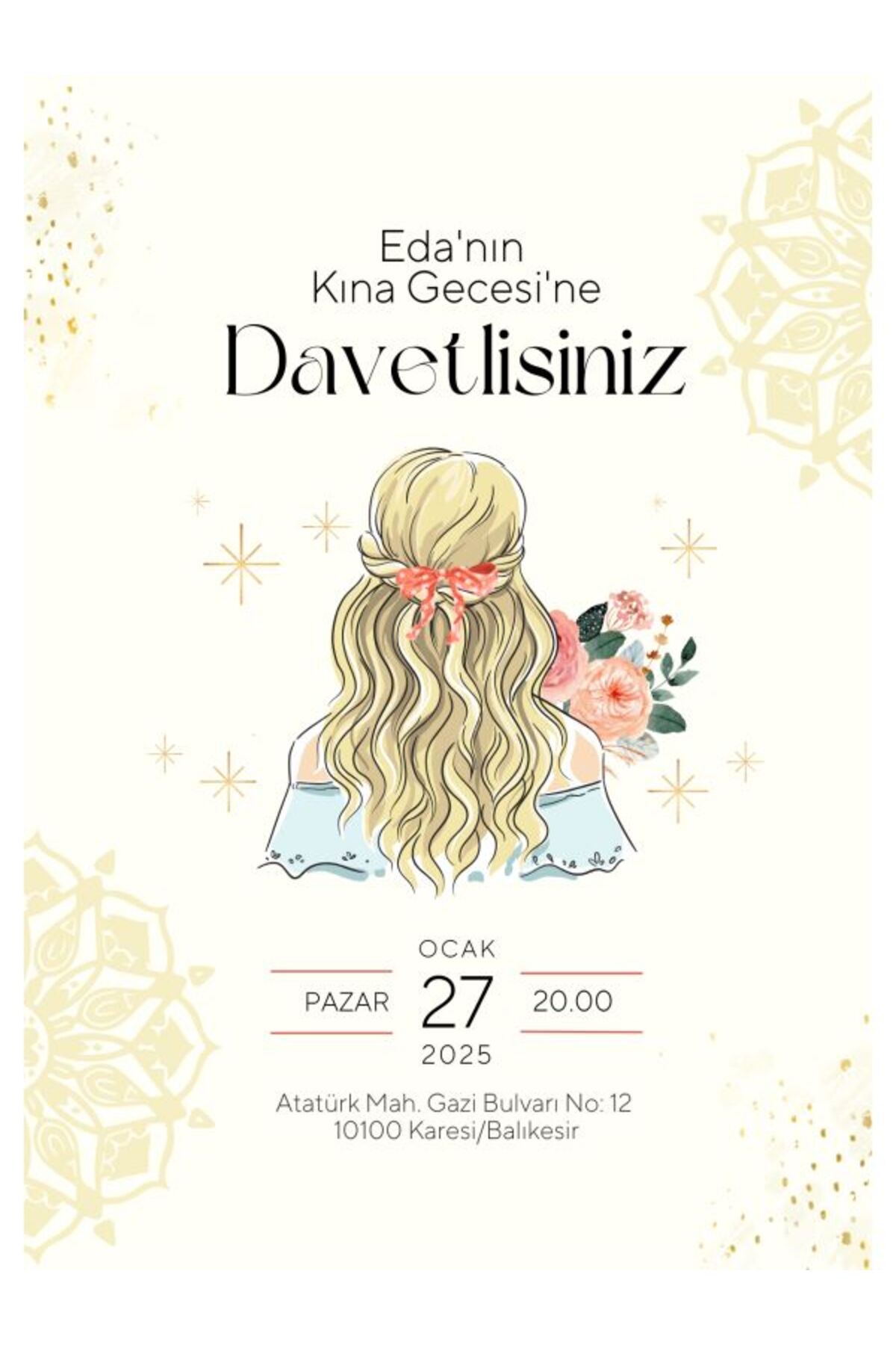 Zarif Kına Davetiyesi - Model 16