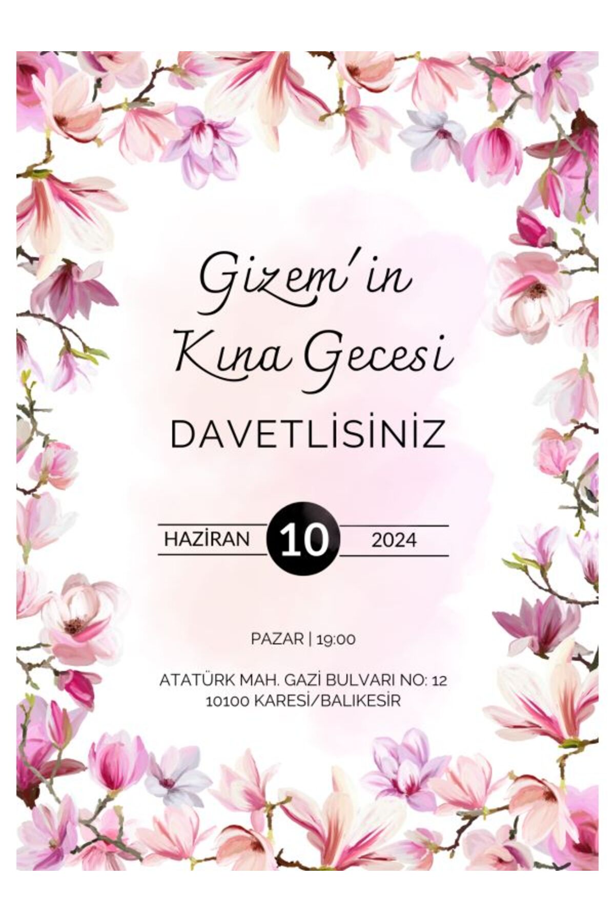 Elegans Kına Davetiyesi - Model 20